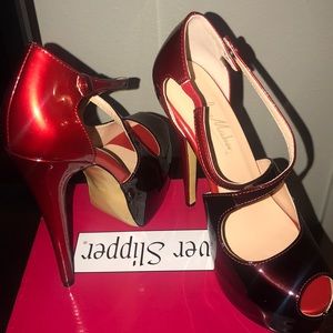 Red to black stilettos